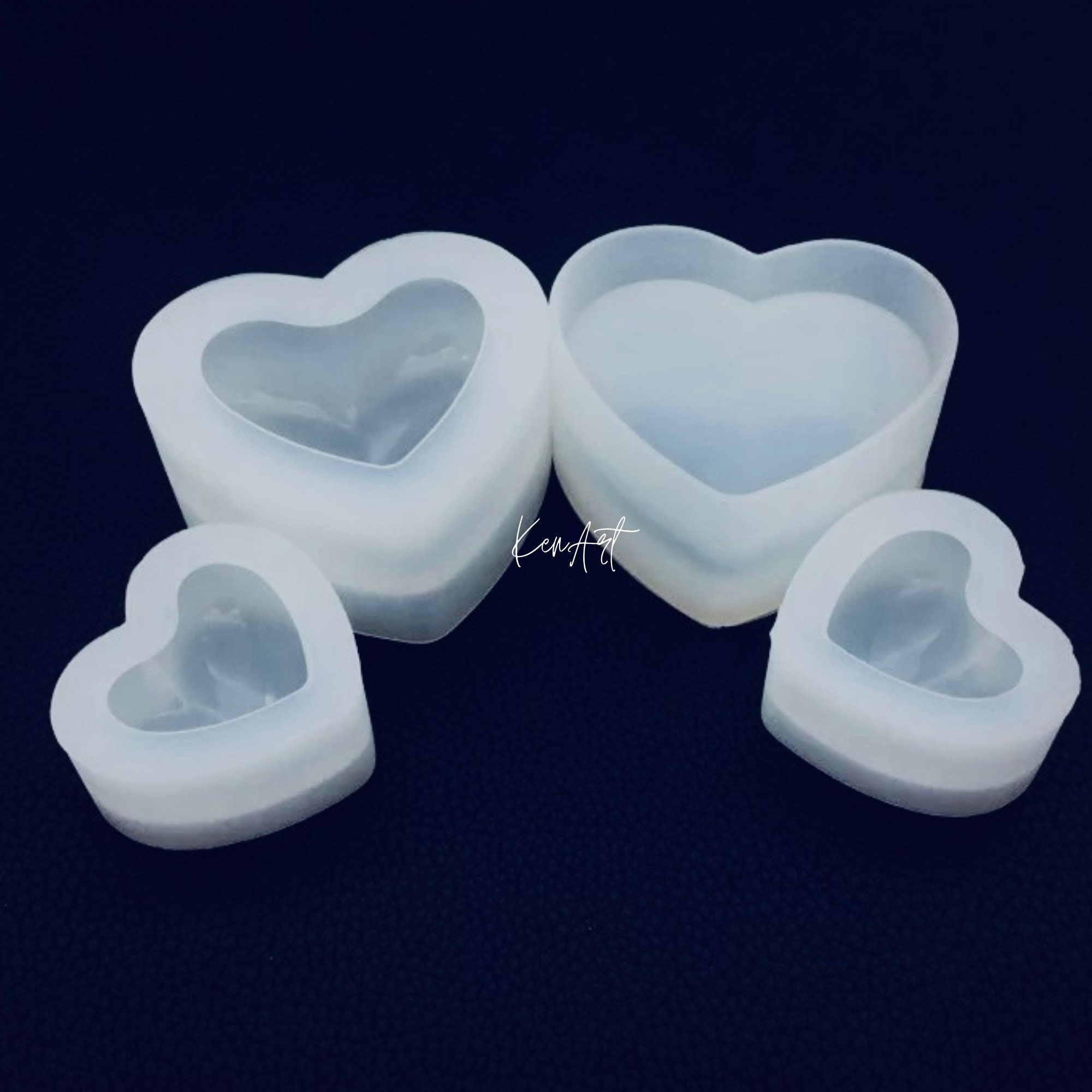  WANDIC 3pcs Love Heart Epoxy Resin Molds Silicone Handmade  Jewelry Cake Molds for Craft DIY, Fondant Decoration and Soap Ice Cube  Making