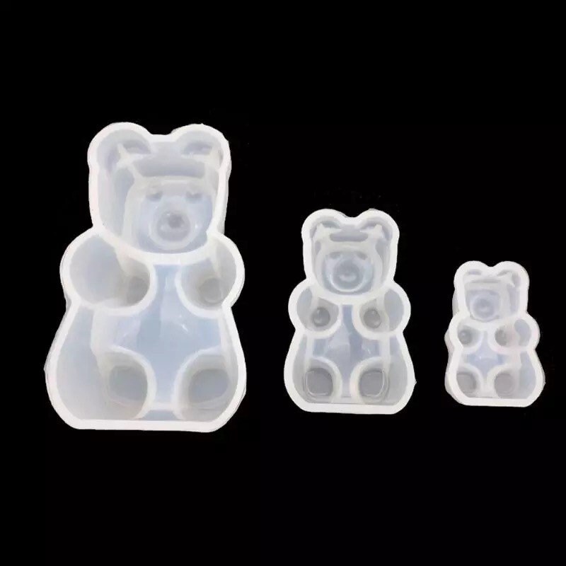 Patelai 2 Pieces Bear Resin Silicone Molds Gummy Small Bear Epoxy Molds  Bear Shape Casting Mold Jewelry Making Keychain Mold with 200