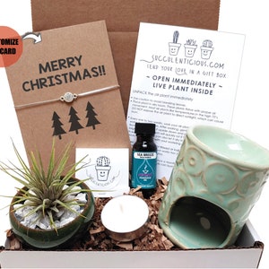 Christmas Gift Box, Succulent Gift Box, Holiday Gift Box, Care Package Long Distance Gift Send a Gift Soy Candle or Oil Gift Compass Chain