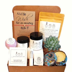Aunt Gifts, Aunt Care Package, Spa Gift Box for Aunt, Selfcare Package for Aunt, Succulent Gift Box for Aunt Gift Box Self Care Package