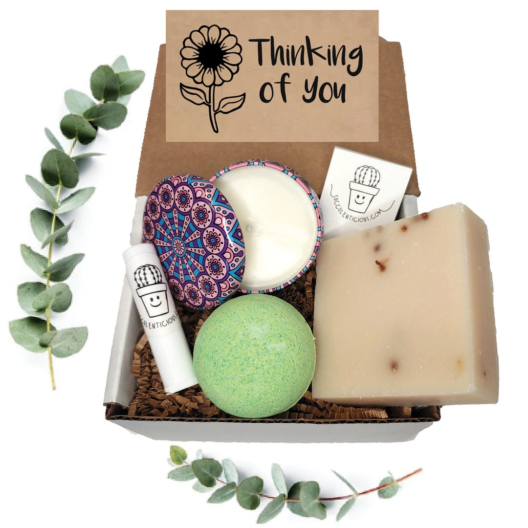 Thinking of You Gift Box, Natural Succulents, Care Package Spa Gift Box ...