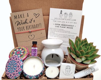 Birthday Gift For Her, Happy Birthday Box, Birthday Gifts, Succulent Gift Box, Birthday Care Package for Her, Spa Gift, Soy Candle Gift