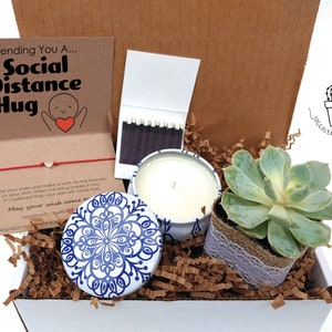 Best Friend Gift Box Natural Succulents Social Distance Gift Box Succulent Gift Box Thinking of You Long Distance Soy Candle Oil Gift Box
