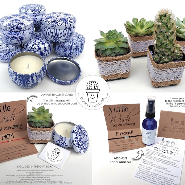 ADD-ON Succulent Plant, Bath Bomb, Friendship Bracelet, Soy Candle, Moon Necklace Natural Soap Scented Oil Lavender Oil Add to your Gift Box