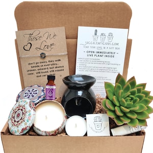 Sympathy Care Package, Sympathy Gift Box Condolences Gift, Succulent Gift Box Bereavement Gift Memorial Gift Candle Set Angel Chain Bracelet