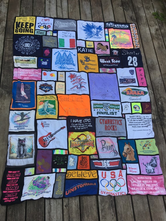 Stained Glass T Shirt Quilt Asymmetrical Custom Memory Quilt Etsy