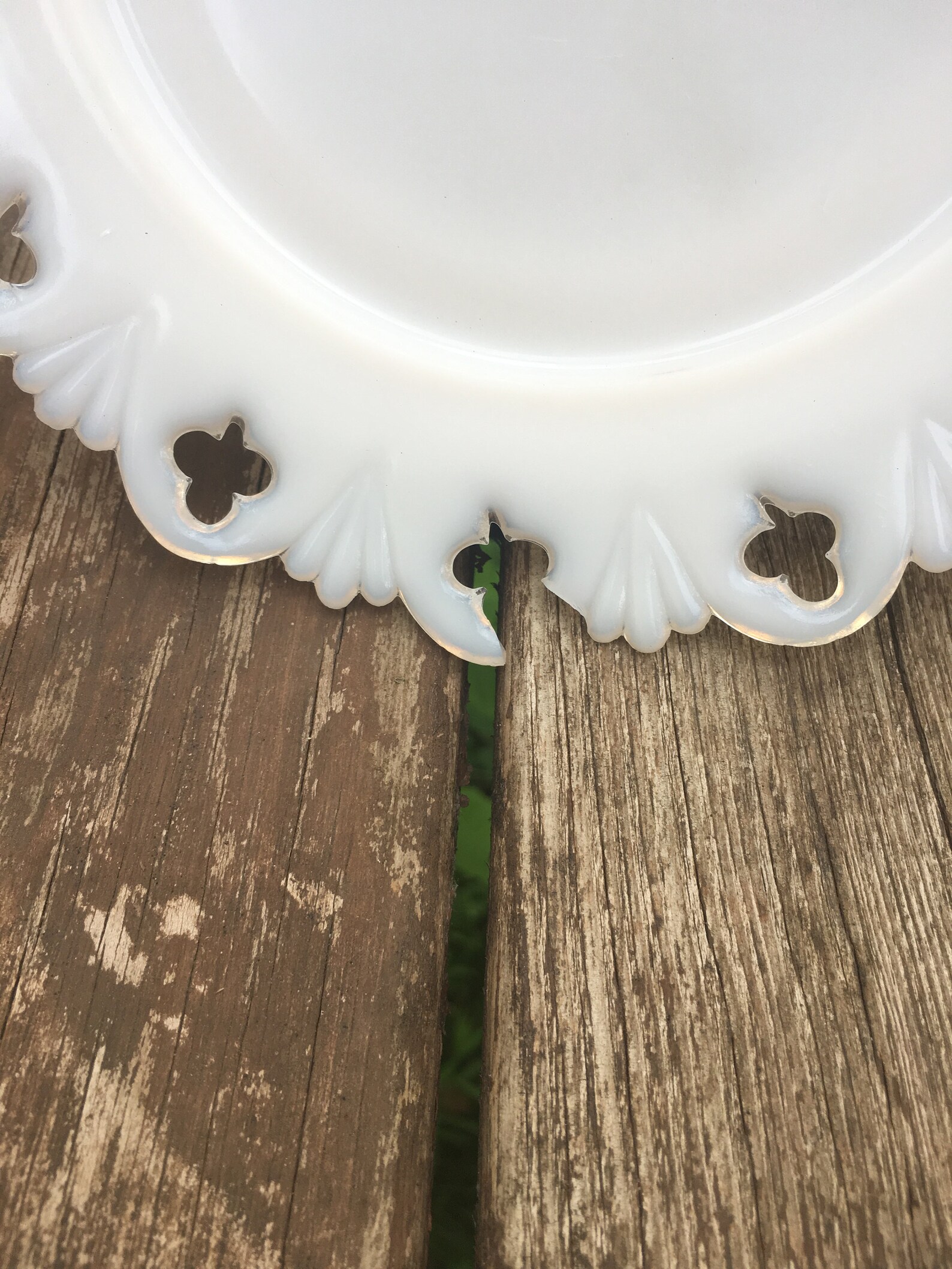 Vintage Milk Glass Plates Lattice Edged Plates With Flowers Etsy