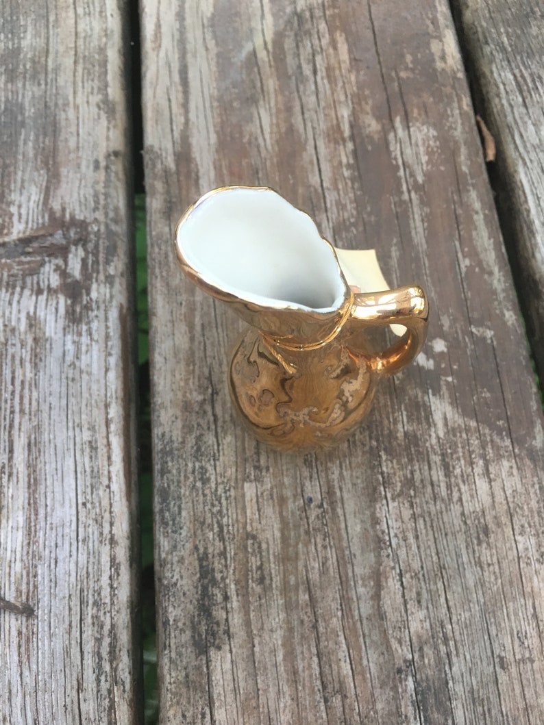 Vintage Small Gold Dipped Pitcher Miniature Vase Weeping Etsy