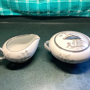 Noritake Shangri-La 5787 Creamer and Sugar Bowl with Lid