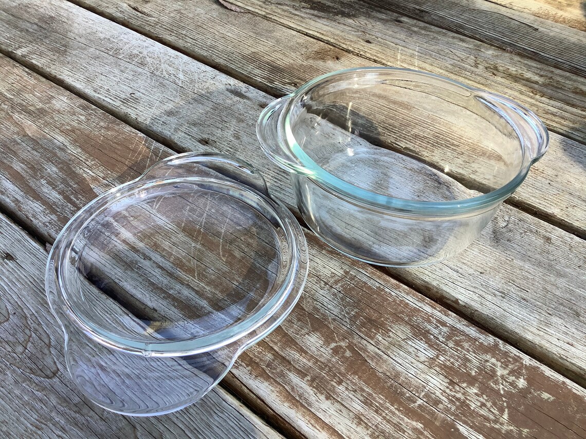 Vintage Glass Casserole Dish, Deep Clear Casserole Dish With Domed Lid Etsy