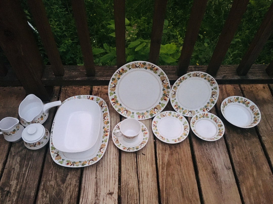 Noritake PROGRESSION China  レトロ柄皿 5枚セット 60's/70's Noritake Progression China Blue Haven/ Noritake Japan