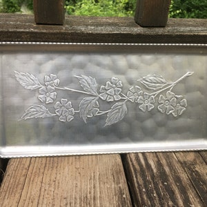 Vintage Hand Wrought Rectangular Aluminum Plates, set of 12, Hammered Aluminum Plates, Appetizer Plates, Snack Trays