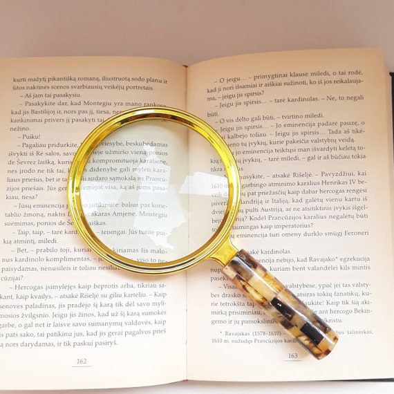 Magnifying Glass for Reading With Amber, Decorative Handheld Loupe  Magnifier, Low Vision Aids, Home Library Decor Magnifying Lens Mom Gift 