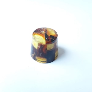 Baltic Amber Mosaic Thimble: Collectible Metal Sewing Thimble