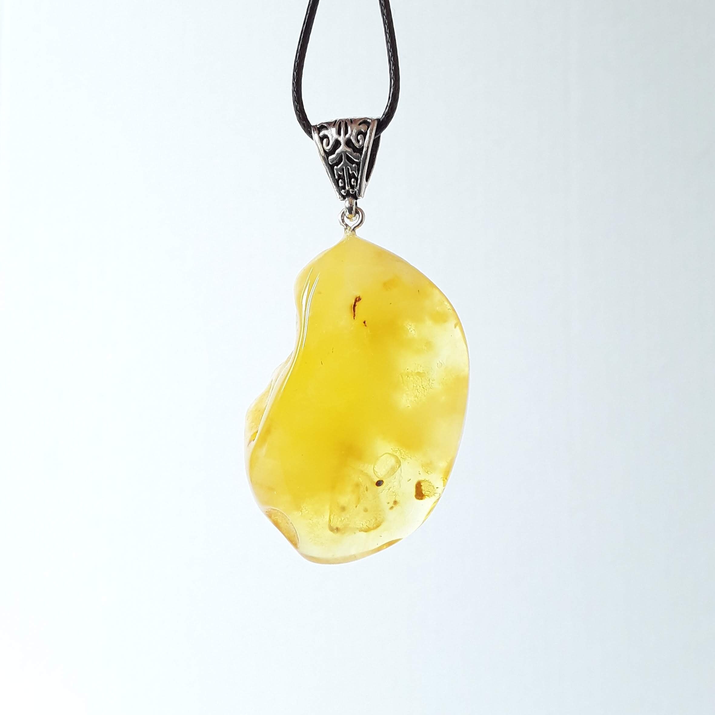 Baltic amber pendant, Yellow gemstone abstract pendant Large honey amber stone pendant Chunky everyday gem mom pendant  women’s jewelry gift