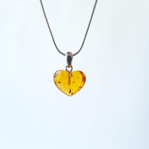 Baltic Amber Heart Pendant: Cognac Gemstone Jewelry