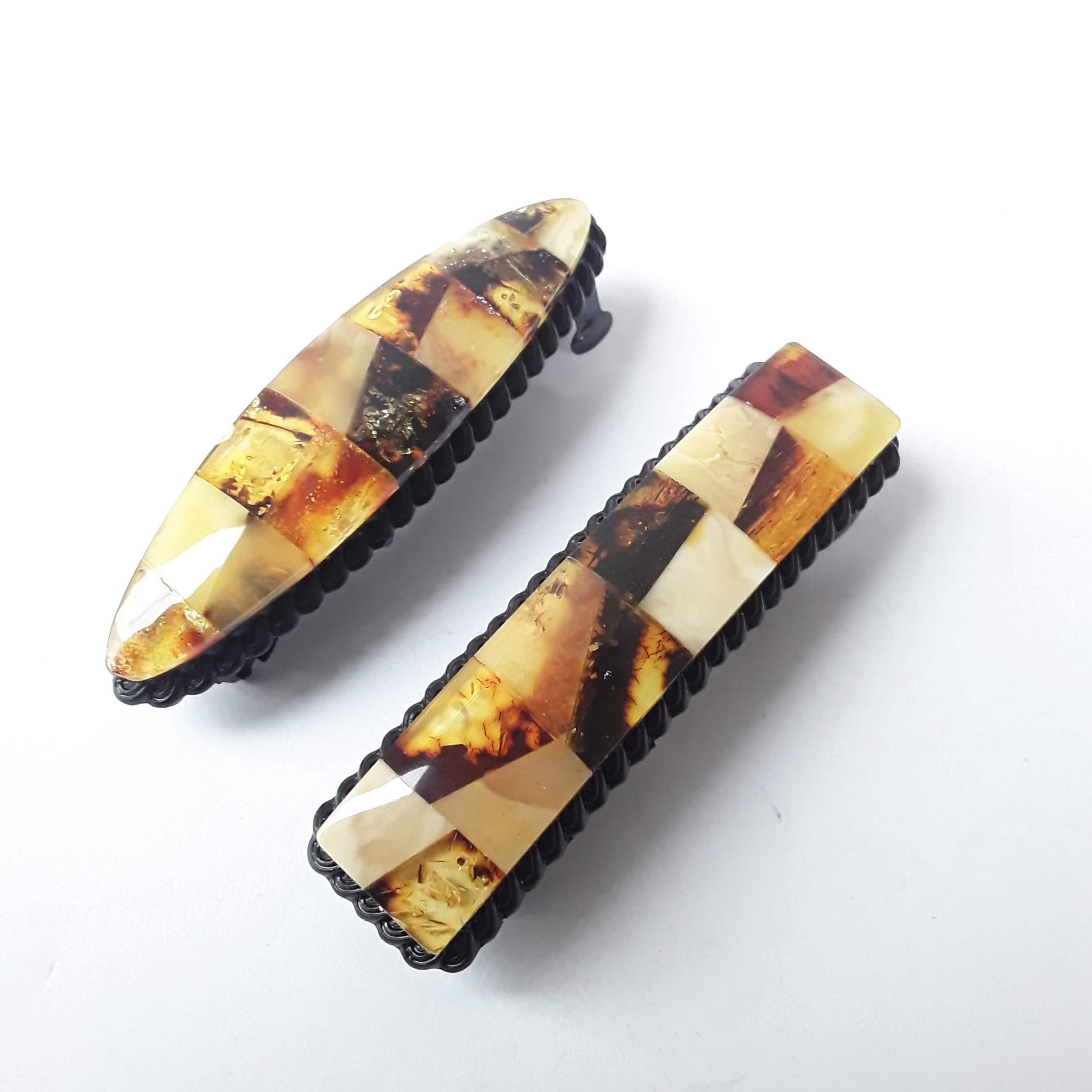 NEW EXTRA LARGE HAIR CLIP BARRETTE REAL BALTIC AMBER ENLAY Baltic Amber Hair Barrette: Handmade Mosaic French Clip - Etsy main image 4