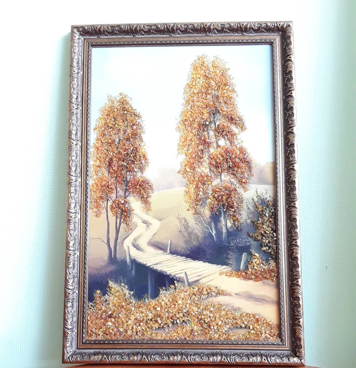 風景画 秋の色合い 装飾フレーム付き 風景画 秋の色合い 装飾フレーム付き