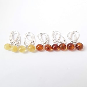 Baltic Amber Drop Earrings: 925 Sterling Silver Leverback