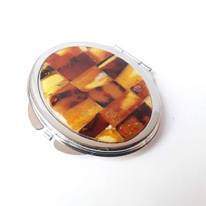 Baltic Amber Mosaic Compact Mirror: Double Sided Travel Mirror
