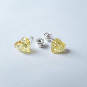 Baltic Amber Heart Stud Earrings: 925 Sterling Silver