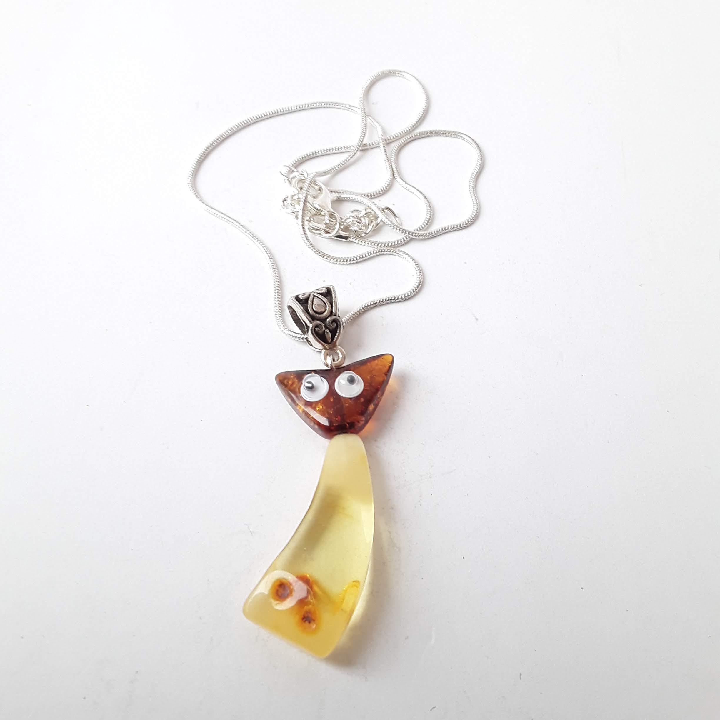 琥珀のペンダント猫 - Etsy 日本