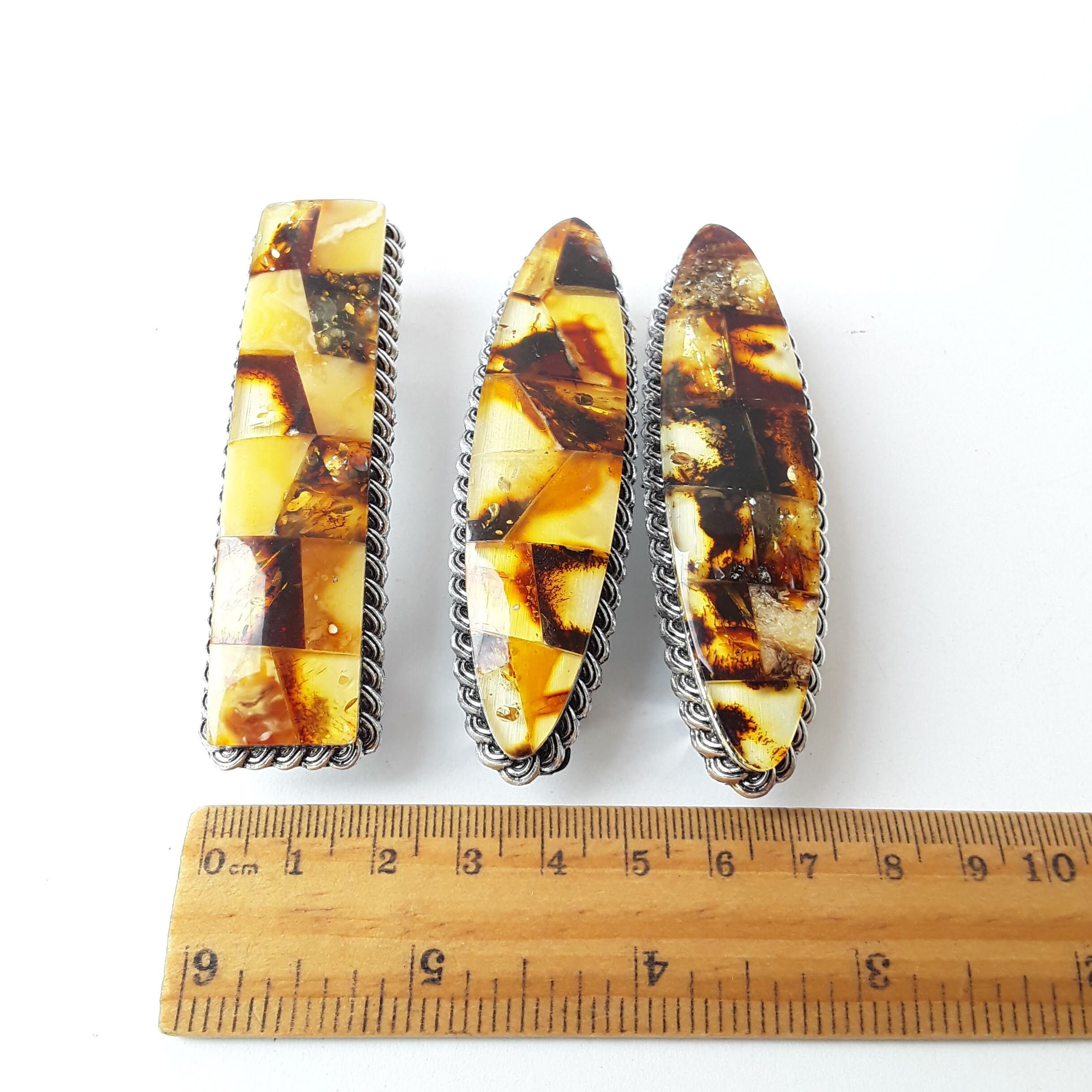 NEW EXTRA LARGE HAIR CLIP BARRETTE REAL BALTIC AMBER ENLAY Baltic Amber Hair Barrette: Handmade Mosaic French Clip - Etsy main image 2