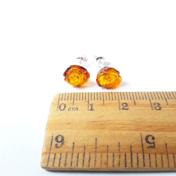 Boucles d'oreilles ambre et argent Fleur