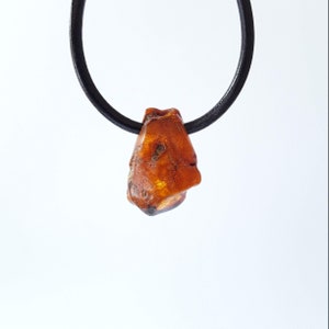 Large Baltic amber pendant, Abstract unisex amber stone pendant, Raw gemstone Baltic amber pendant, Cognac gem amber handcrafted  pendant