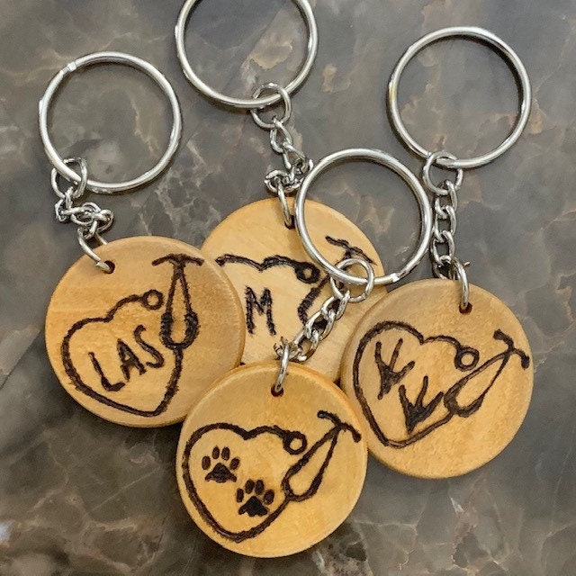 Heart Stethoscope Keychain Customizable Personalized Vet Etsy UK