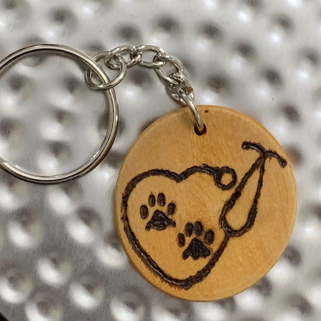 Heart Stethoscope Keychain Customizable Personalized Vet Etsy UK