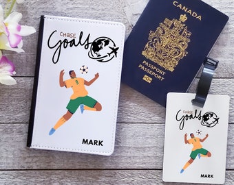 SOCCER Sports Passport Holder- Passport Cover Personalized - Personalized Luggage Tags-Travel Essentials Holder For Kids|Black Kids