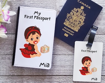 BABY Girl First Passport Passport Holder- Passport Cover Personalized - Personalized Luggage Tag-Travel Essentials Holder For Kid|Black Kids