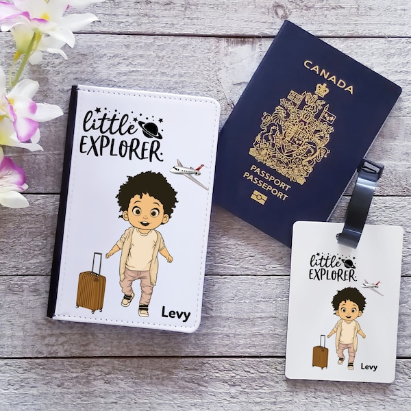 Boys Little Explorer Passport Holder- Passport Cover Personalized - Personalized Luggage Tags-Travel Essentials Holder For Kids|Black Kids