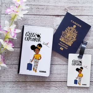 Girls Little Explorer Passport Holder- Passport Cover Personalized - Personalized Luggage Tags-Travel Essentials Holder For Kids|Black Kids