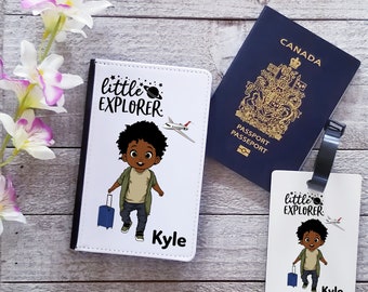 Boys Little Explorer Passport Holder- Passport Cover Personalized - Personalized Luggage Tags-Travel Essentials Holder For Kids|Black Kids