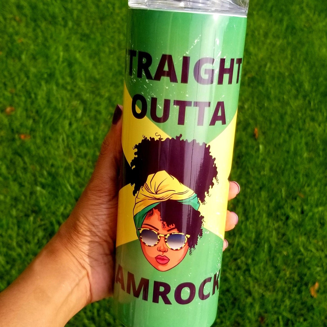 Straight Outta Jamrock Jamaica 20 OZ Reusable TUMBLER With Lid and