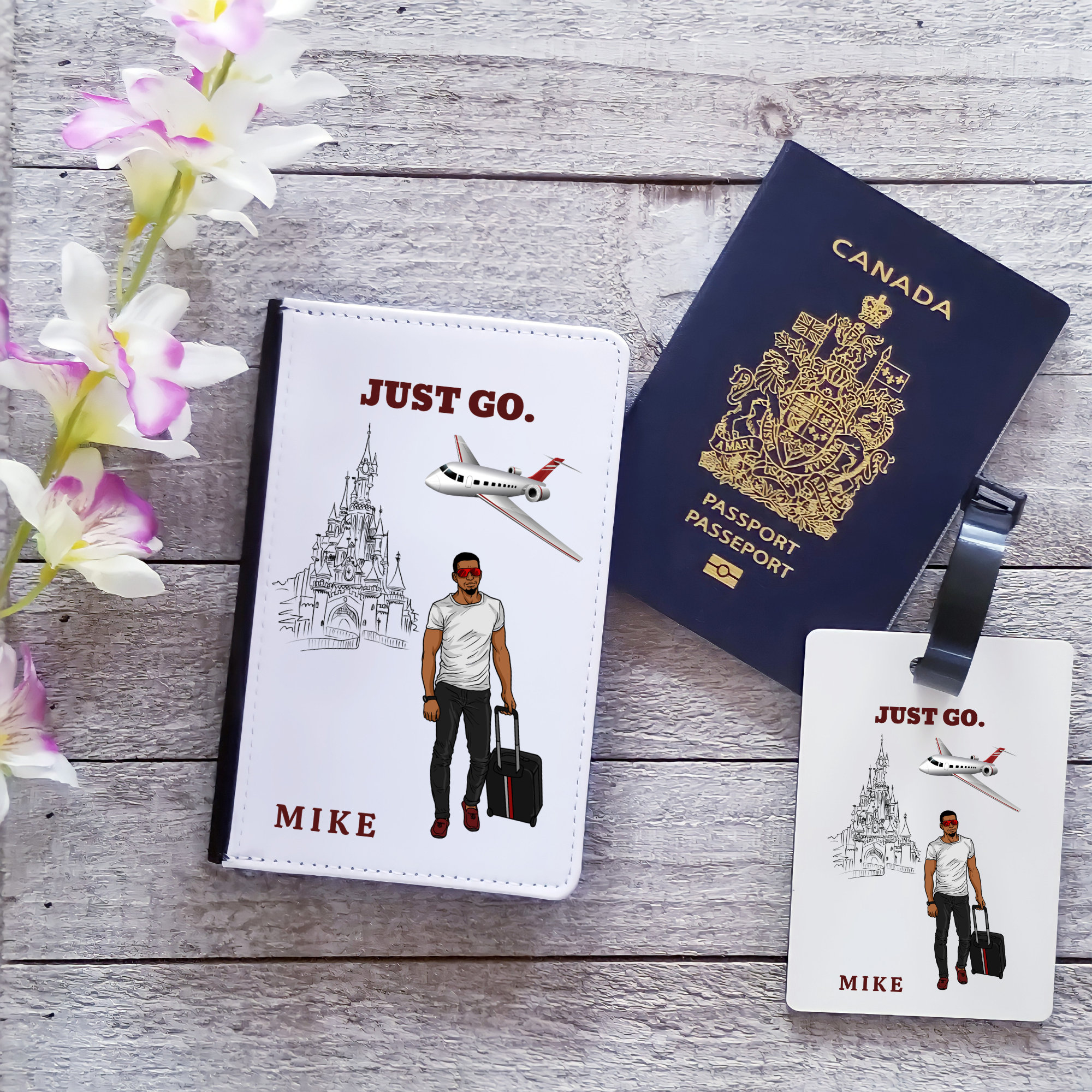 Personalized Luggage Tag and Passport Cover Set - Off We Go – MrsMyLaurie