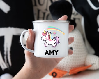 12 OZ. Unicorn KIDS Enamel Camping Mug | Enamel Mug For Kids| Personalized Camping Cup|Children's Mug| Gift for Kids| Unicorn Mug