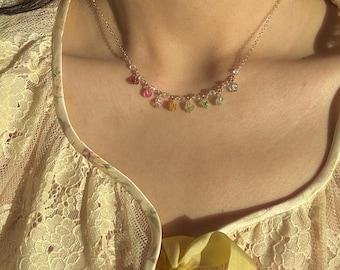 Rainbow Tourmaline Necklace: Clear Quartz & 14k Gold-Filled Gemstone Jewelry