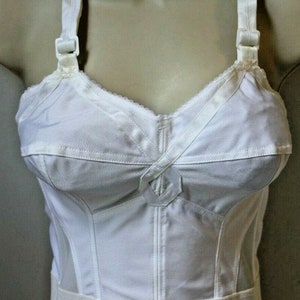 longline Magic Loop WireFree  Bra Bustier Corset Rare Item!!! 1950&#39;s VINTAGE WHT/BLK/bg