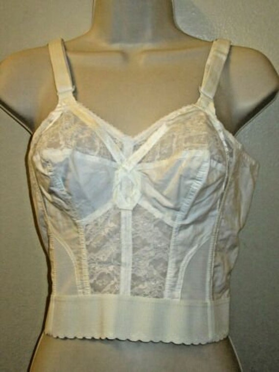 Longline Cotton and Lace Bullet Bra Vintage 1950'… - image 1