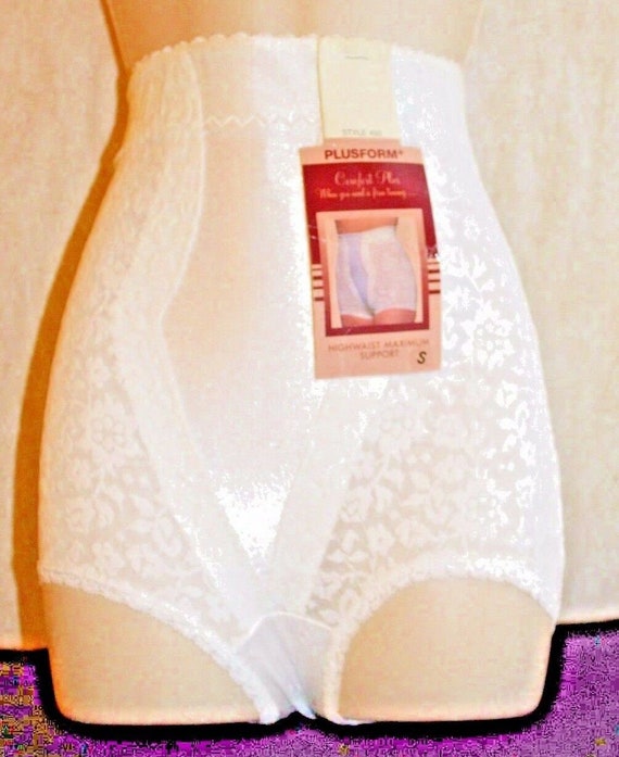 Plusform Hi Waist Max Support BEIGE Girdle Lace Size Small Made in