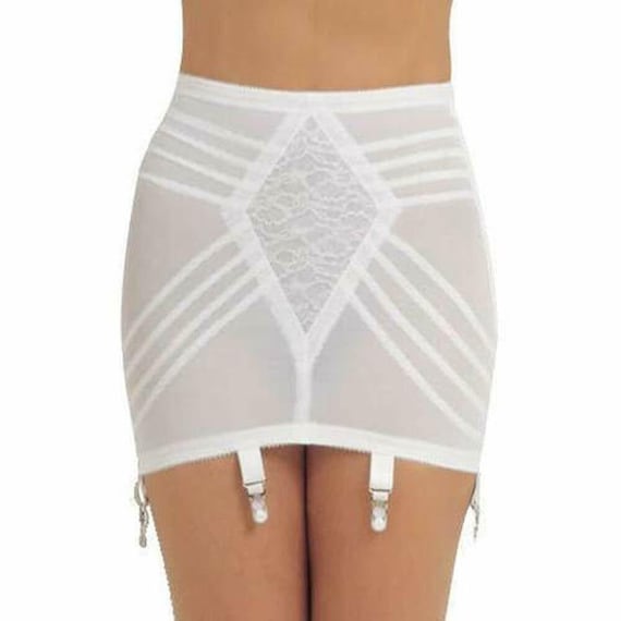 Vintage Lane Bryant Shapewear Girdle With Garter Clips Open Bottom White  Size 42 