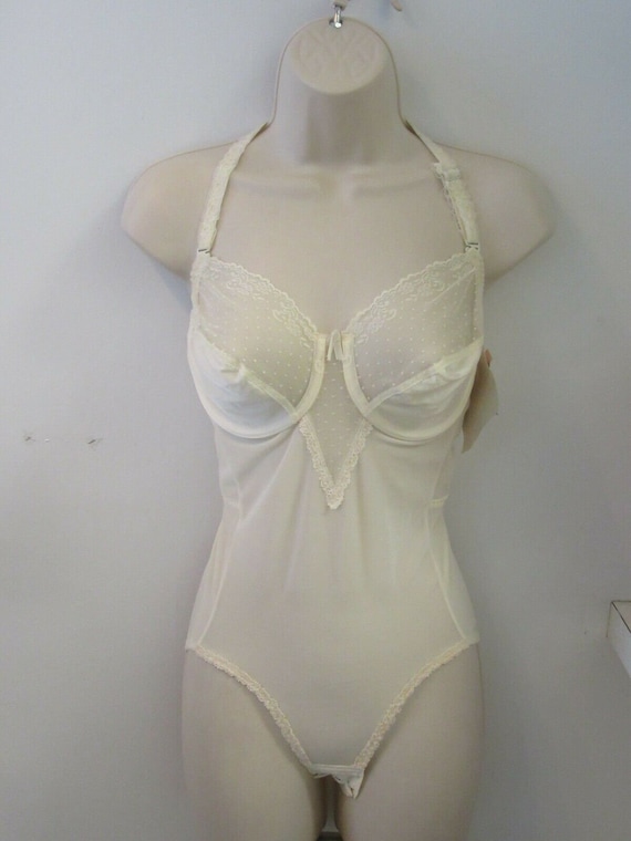 Backless Body Briefer With Sheer Lace by Young Smoothie 32D Ivory NWT USA 