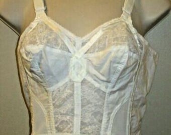 Longline Cotton and Lace Bullet Bra Vintage 1950's Hard to Find!!!! WIREFREE