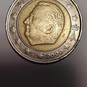Rare Coin, 2 Euro Coin 2000 Belgium Albert II, Belgium 2000 Euro Coin with Mint Error, Collectible Gift