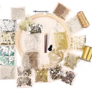 Aari Work Beginner Kit: Gold Frame, Beads, Needles & More