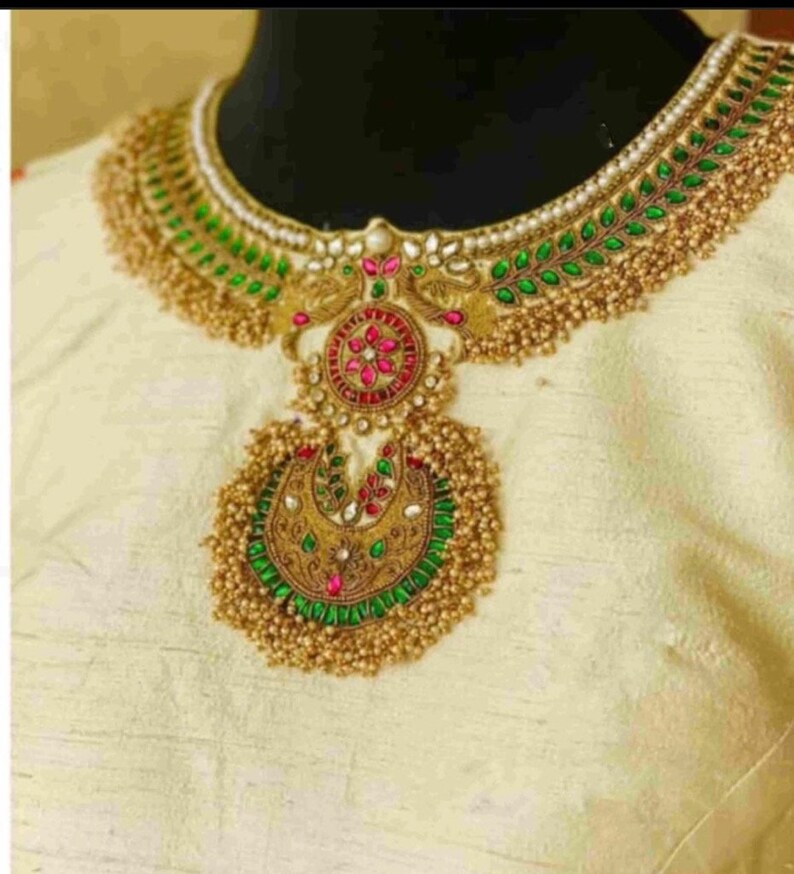 Raw Silk Haram Inspired Maggam Blouse Etsy India