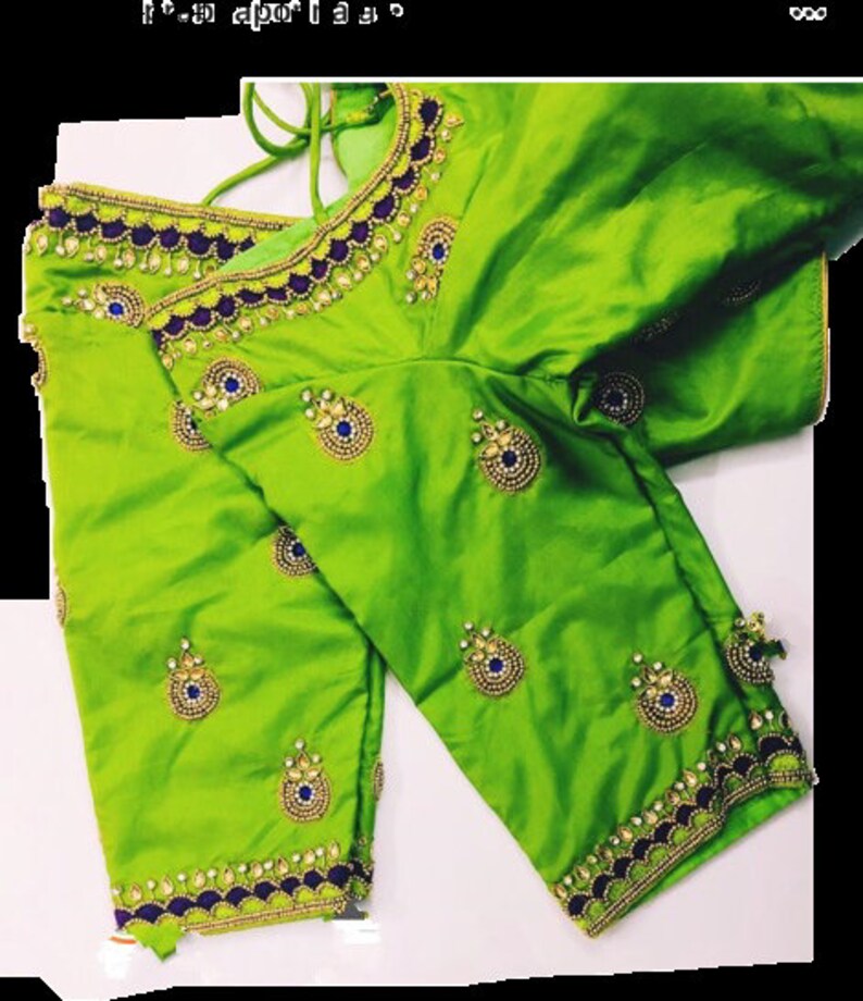 Light Green Maggam Blouse on Pattusilk Cloth and Embroidery - Etsy
